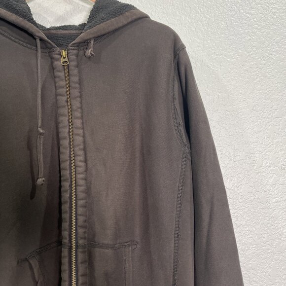 J Crew Sweatshirt Mens L Brown Full Zip Outerfleece Hooded Grunge Y2K Outdoor - Picture 2 of 8